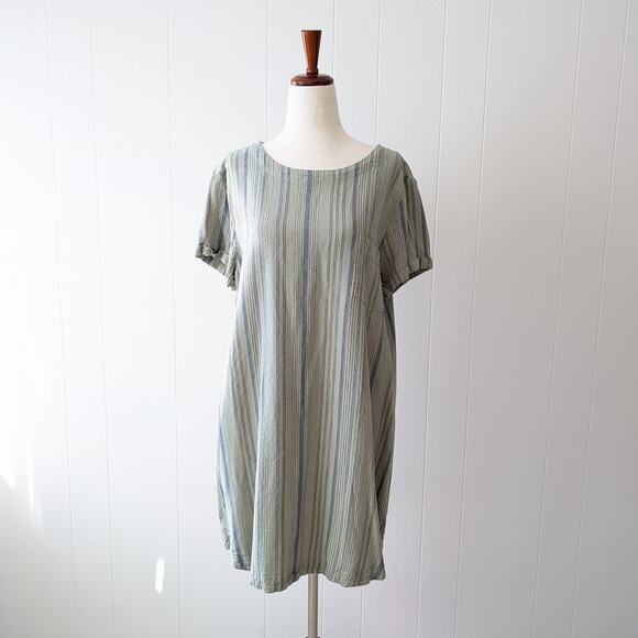 Cloth & Stone Anthropologie Green Linen Blend Tunic Shift Short Dress, size L - Picture 1 of 9